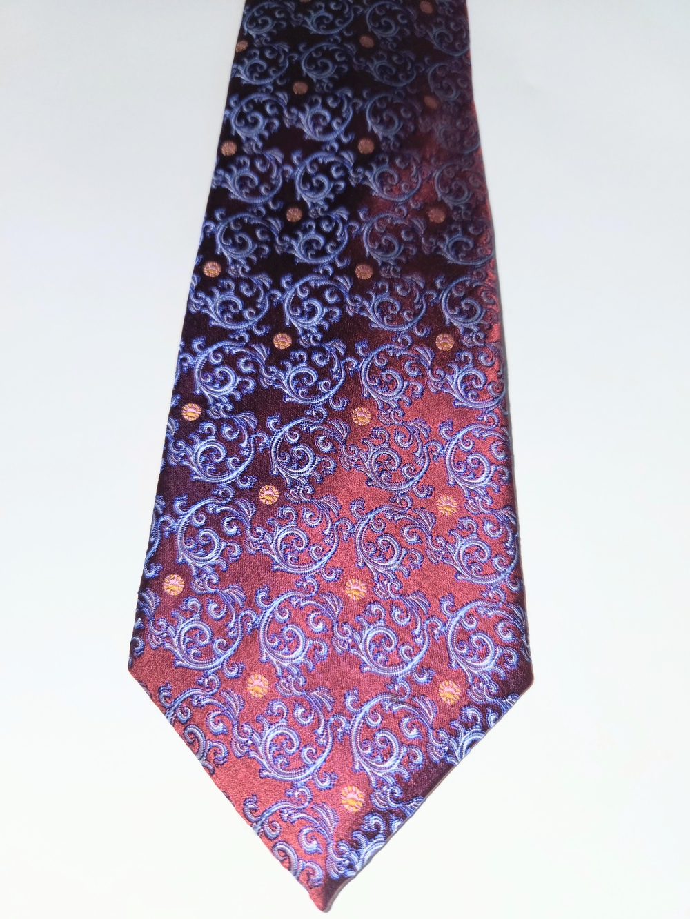 Farberge 100% Imported Silk Men's Burgundy Paisley Jacquard Tie with Blue